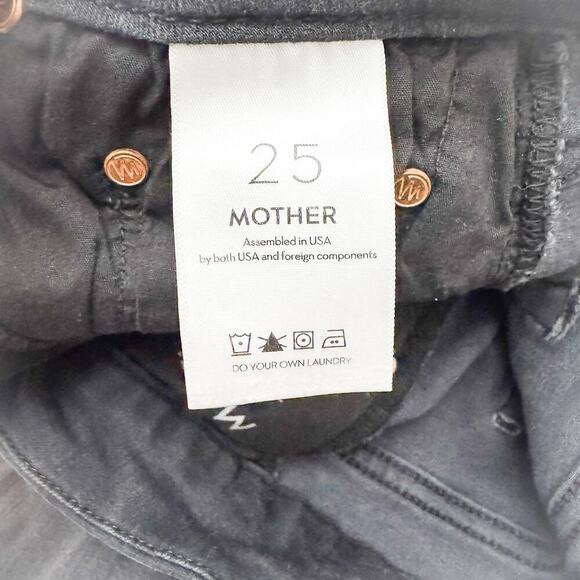 Mother The Looker Ankle Fray Burning Out Lanterns Charcoal Denim Jeans Size 25 - Picture 7 of 10